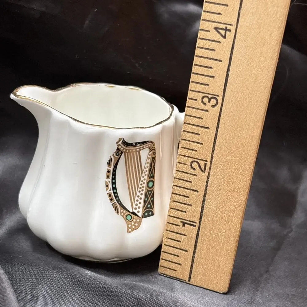 Royal Tara Ireland Small Creamer Porcelain IRISH HARP PATTERN 2.5” Celtic Harp